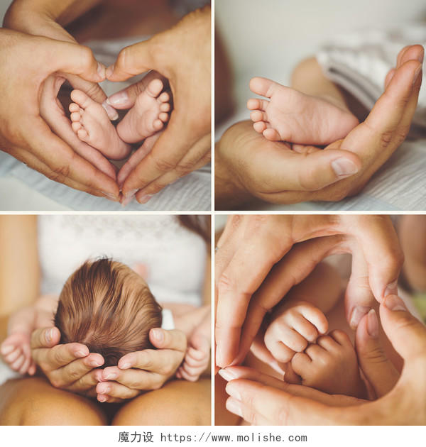 妈妈与婴儿温馨有爱手脚摄影图